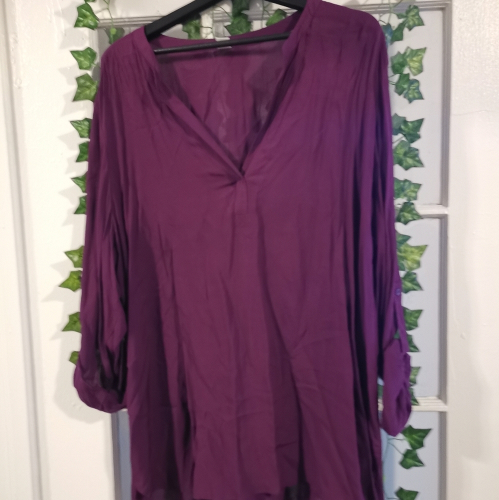 🆕 Split Neck Tab Roll-Sleeve Blouse - Old Navy
